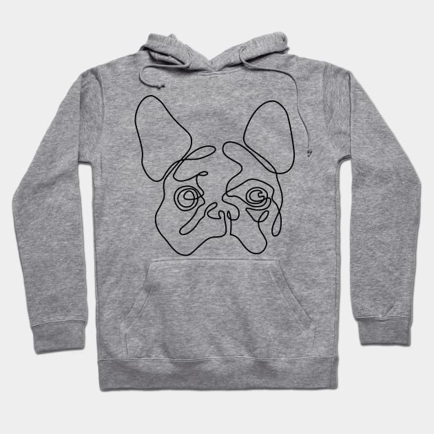 Two Line French Bulldog Hoodie by huebucket